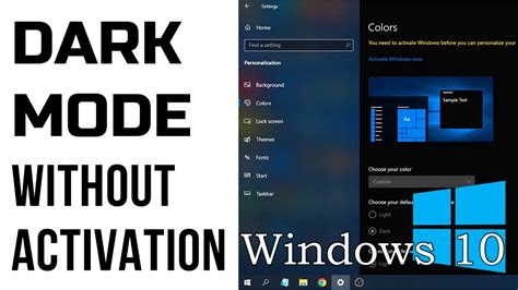 How to get dark mode on windows 10 without activation